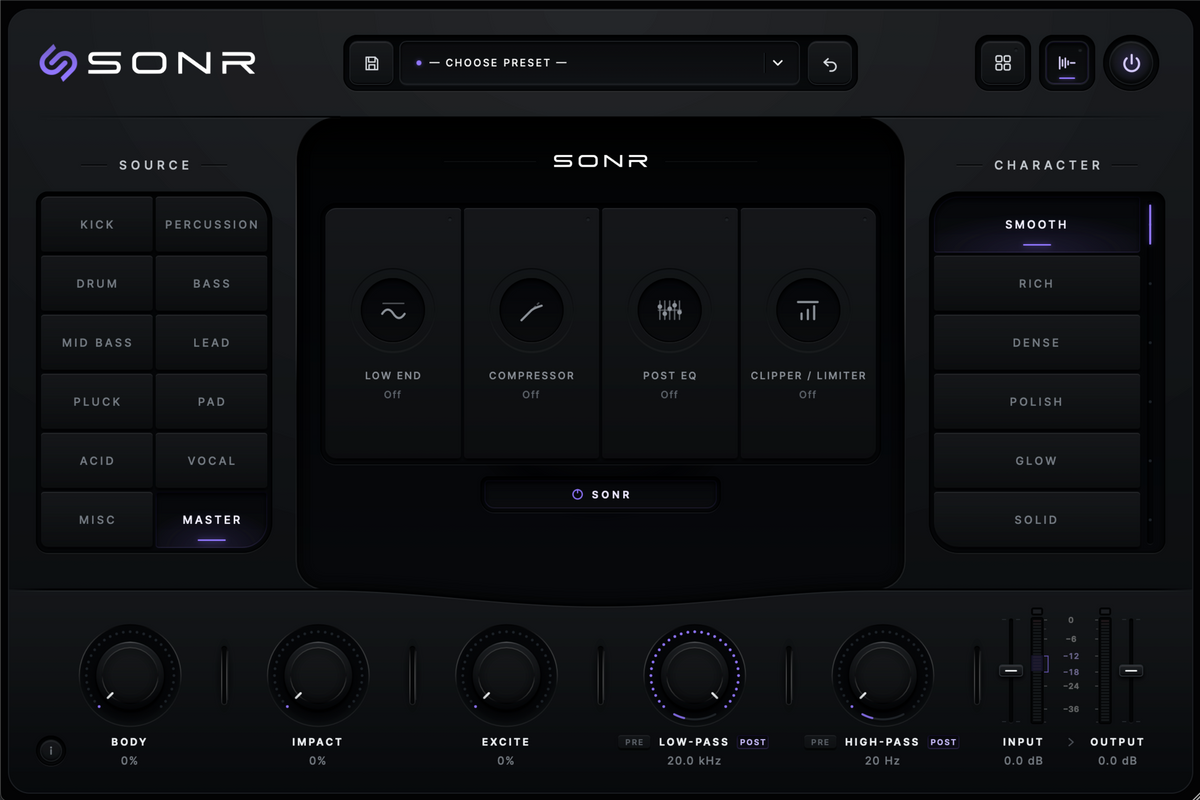 SONR Master final processing view